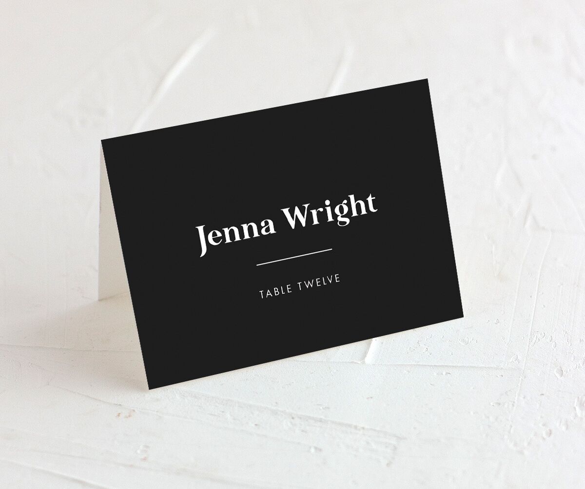 Minimal Oval Place Cards front in Midnight
