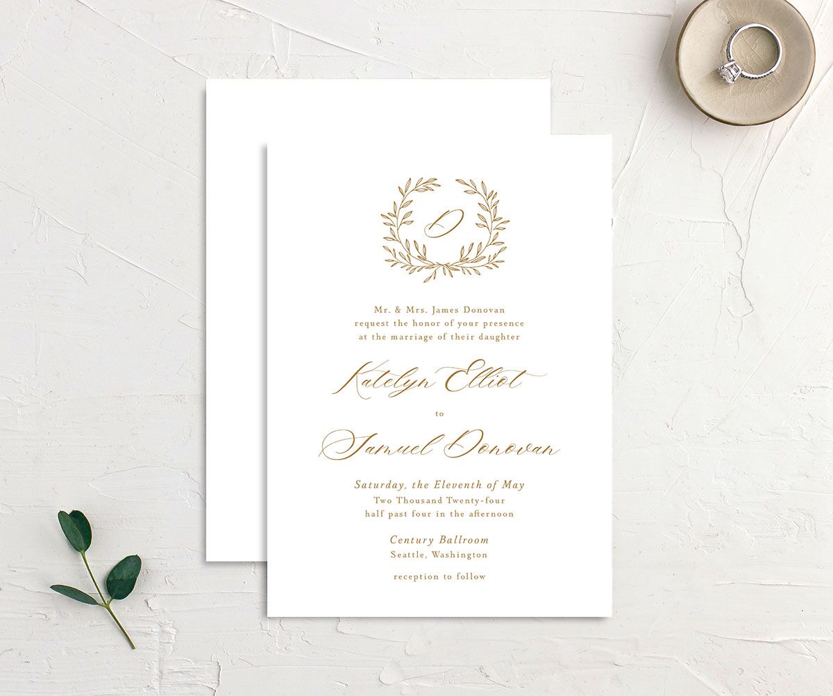 Natural Flourish Wedding Invitations front-and-back in Dijon