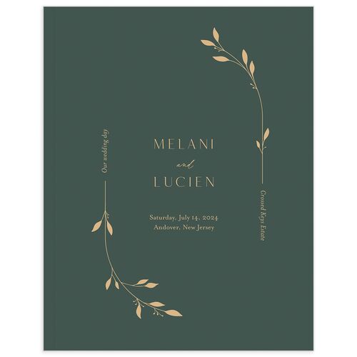 Delicate Leaves Wedding Guest Book - Jewel Green