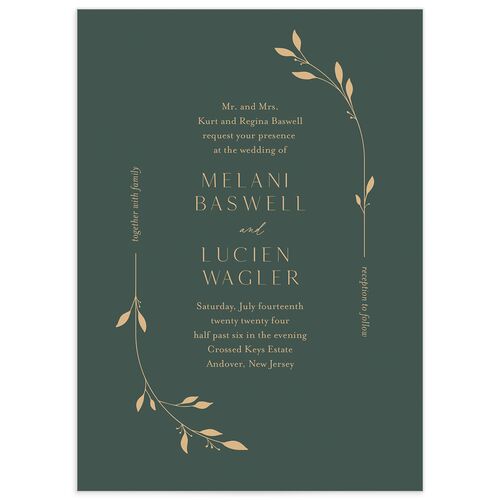 Delicate Leaves Wedding Invitations - Jewel Green