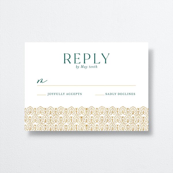 Ornate Deco Wedding Response Cards front in Pure White