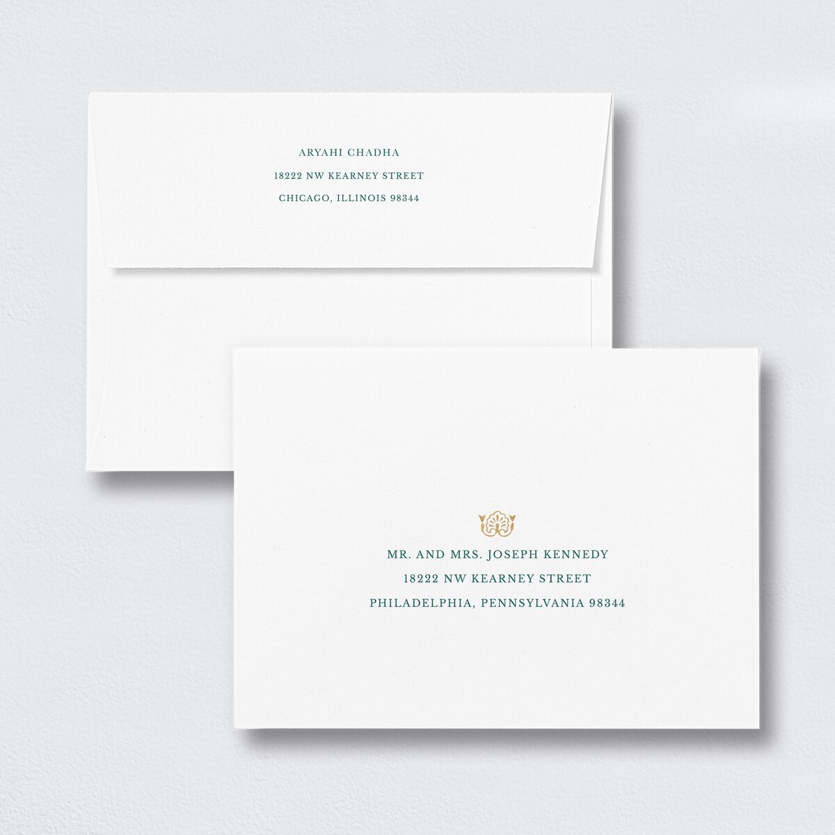 Ornate Deco Wedding Invitation Envelopes front in Pure White