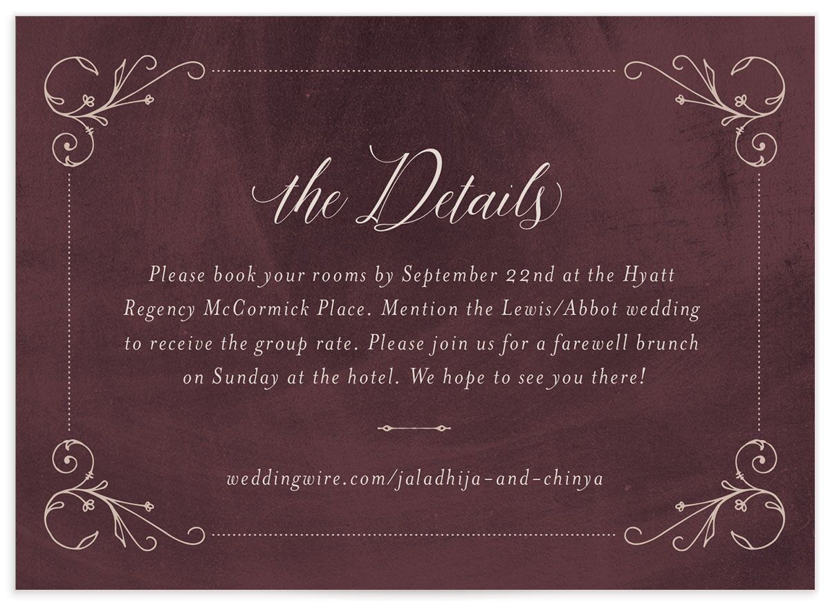 Ornate Nostalgia Wedding Enclosure Cards front in Ruby
