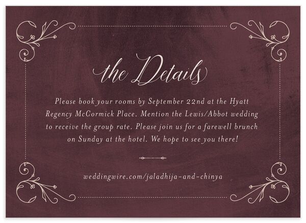Ornate Nostalgia Wedding Enclosure Cards front in Ruby