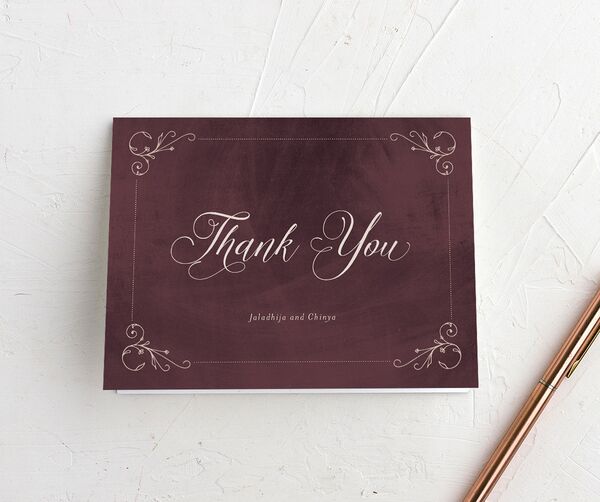 Ornate Nostalgia Thank You Cards front in Ruby
