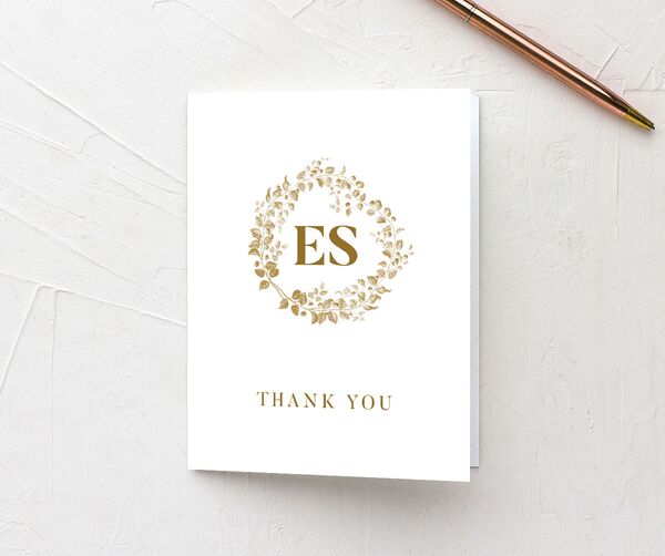 Exquisite Wreath Thank You Cards front in Rose Pink