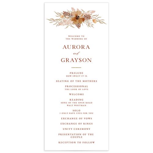 Bohemian Arch Foil Wedding Programs - Rust