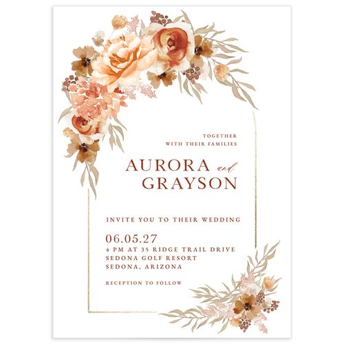 Bohemian Arch Foil Wedding Invitations - Rust