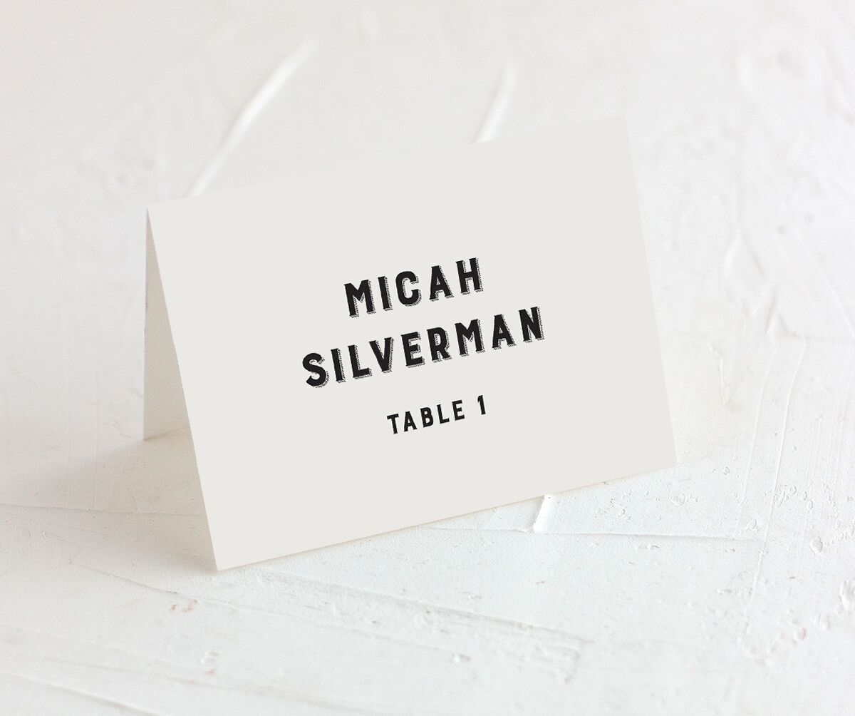Bold Retro Place Cards front in Champagne