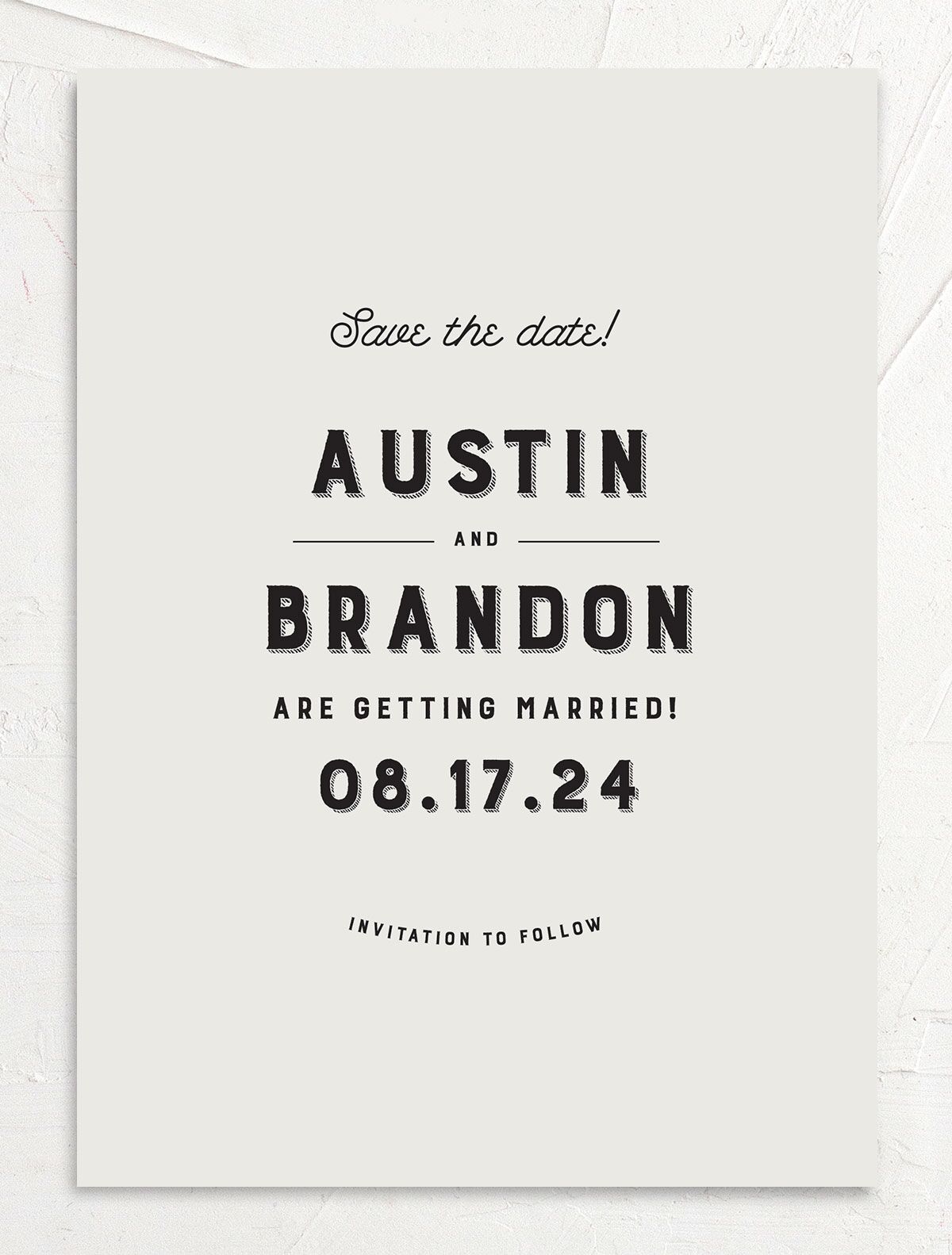 Bold Retro Save the Date Cards front in Cream