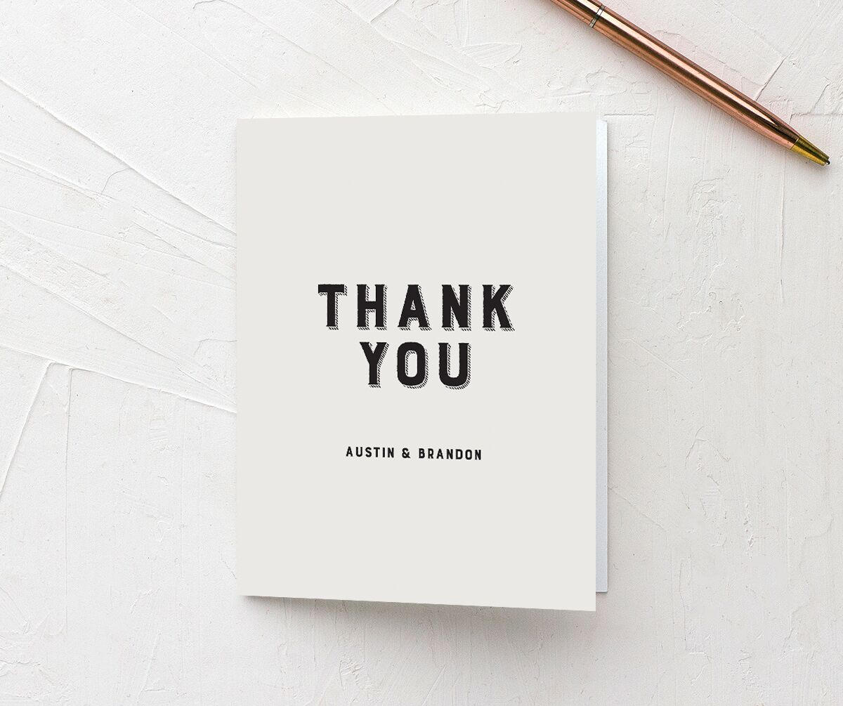 Bold Retro Thank You Cards front in Champagne