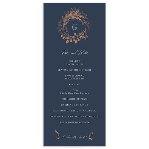 Elegant Botanical Wedding Programs - Blue