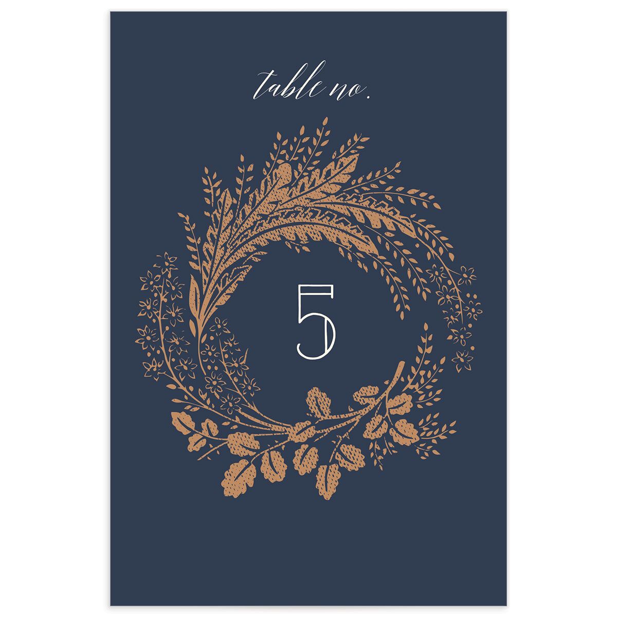 Elegant Botanical Table Numbers front in French Blue