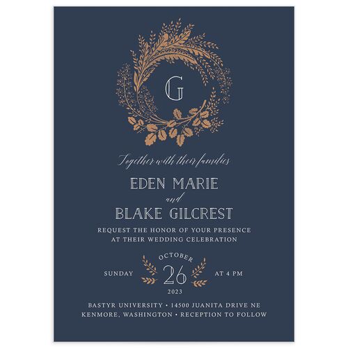 Elegant Botanical Wedding Invitations - French Blue