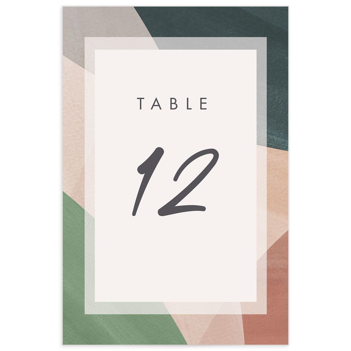 Abstract Geometric Table Numbers back in Jewel Green