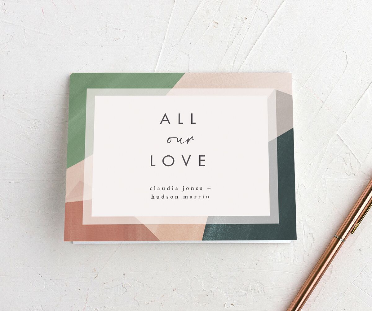Abstract Geometric Thank You Cards front in Jewel Green