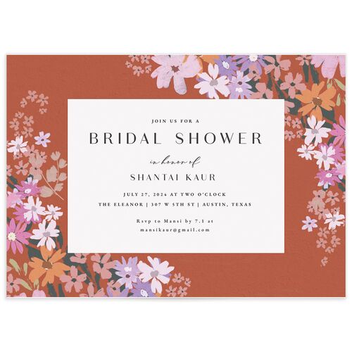 Vibrant Blooms Bridal Shower Invitations - Copper