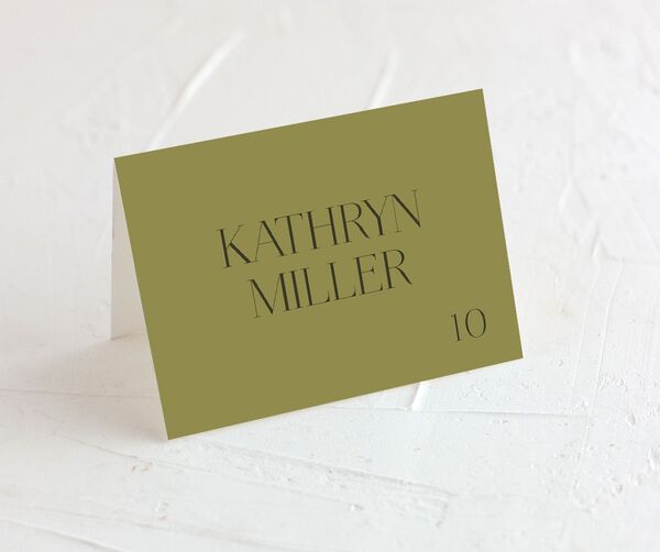 Chic Monogram Place Cards front in Jewel Green