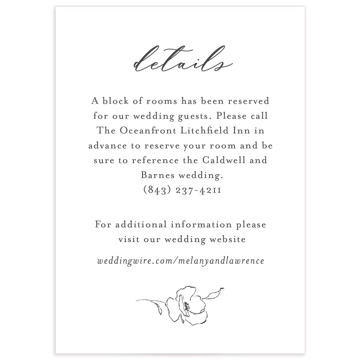 Ornamental Flowers Wedding Enclosure Cards front in Midnight