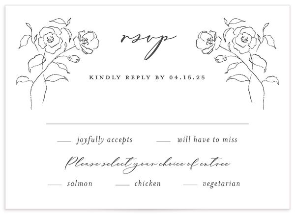 Ornamental Flowers Wedding Response Cards front in Midnight