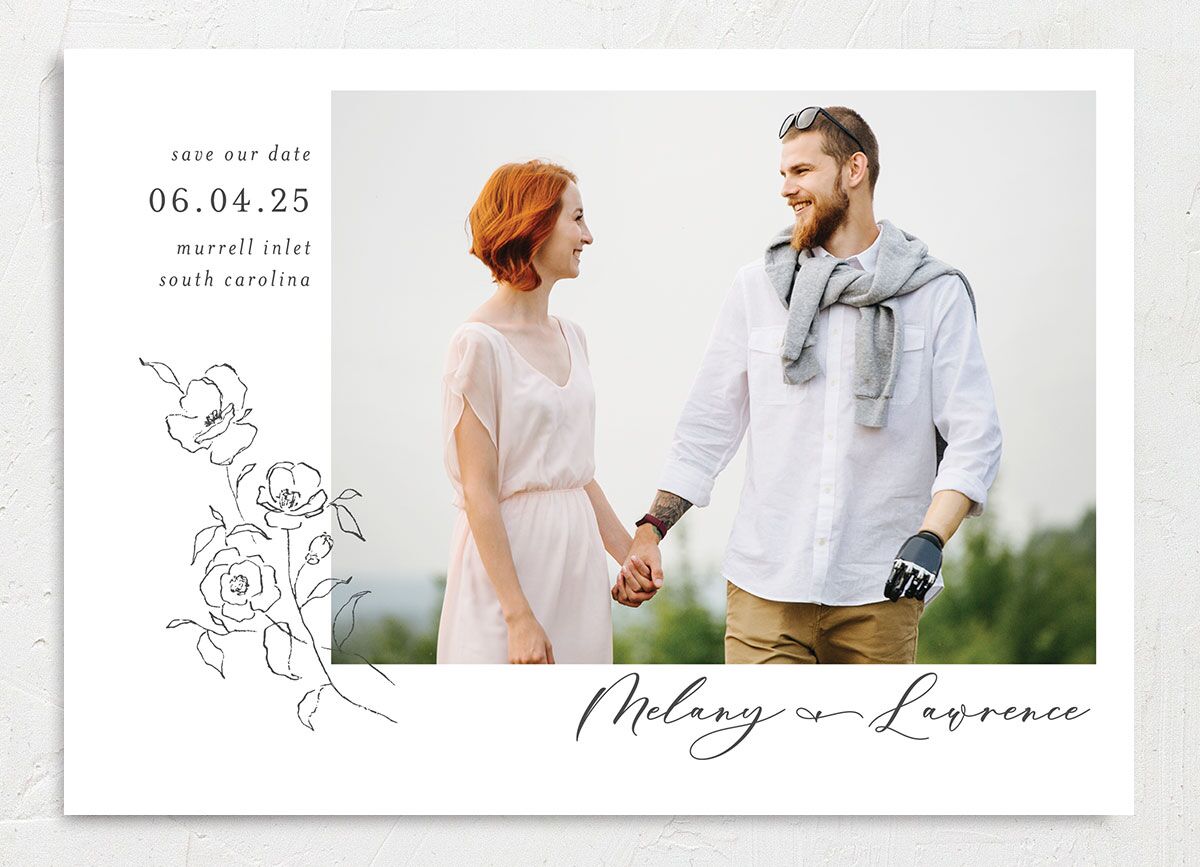 Ornamental Flowers Save the Date Cards front in Midnight