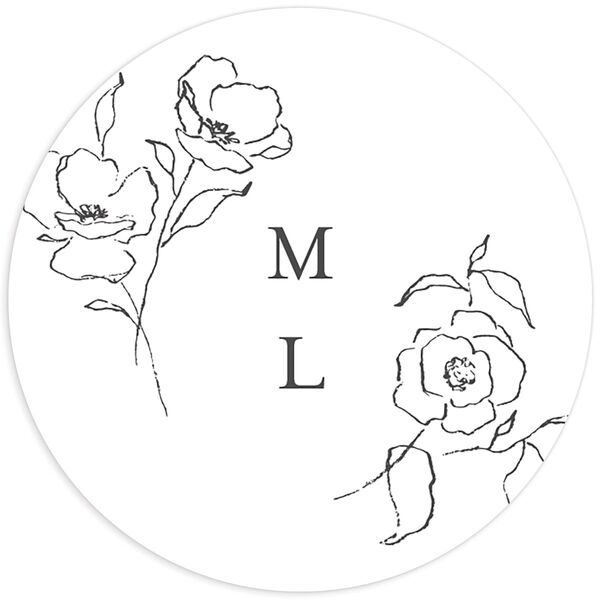 Ornamental Flowers Wedding Stickers front in Midnight