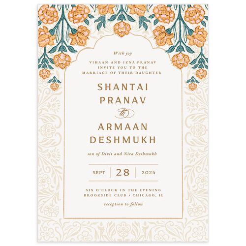 Botanical Blooms Wedding Invitations - Daffodil