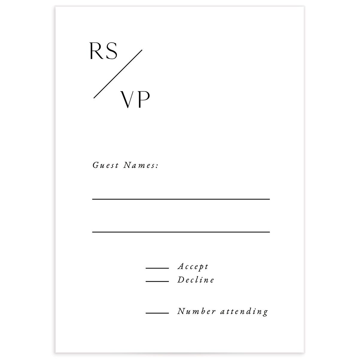 Modern Slant Wedding Response Cards front in Pure White