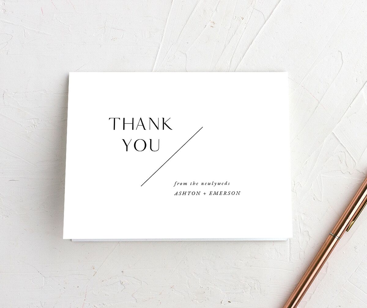 Modern Slant Thank You Cards front in Pure White