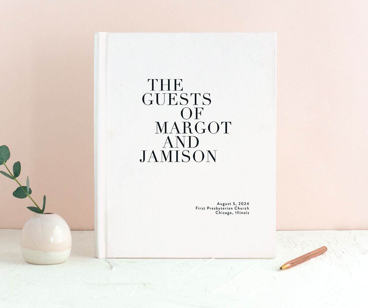 Versatile Vogue Wedding Guest Book front in Pure White