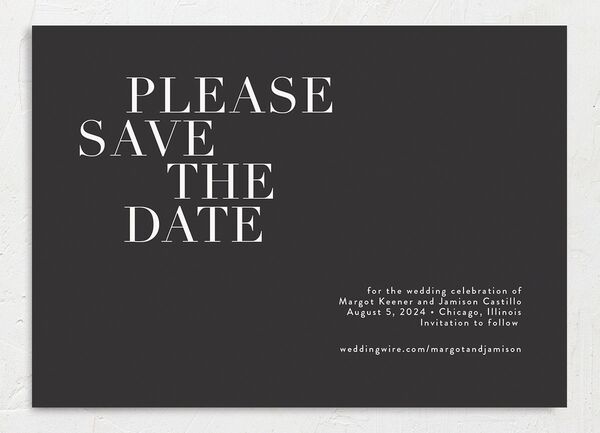 Versatile Vogue Save the Date Cards back in White