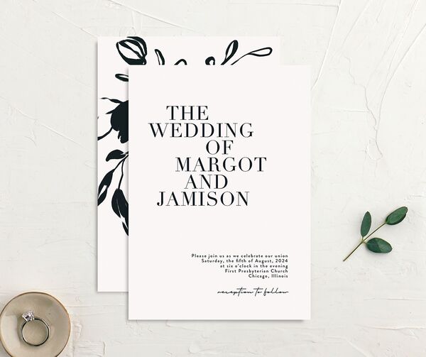 Versatile Vogue Wedding Invitations front-and-back in Pure White