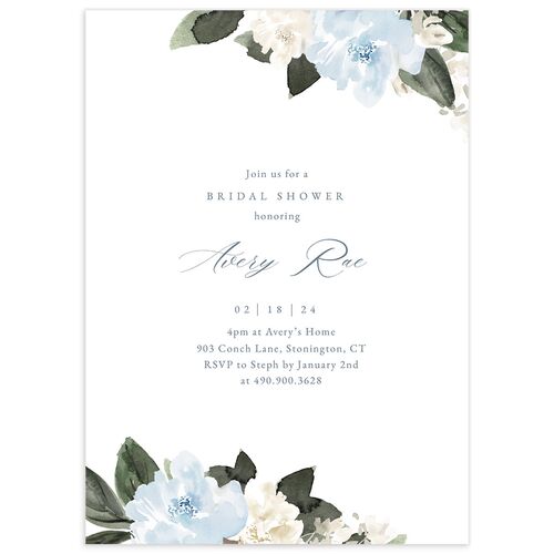 Charming Florals Bridal Shower Invitations - French Blue