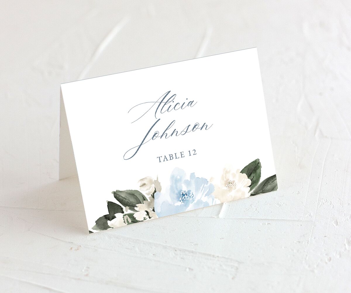Charming Florals Place Cards front in French Blue