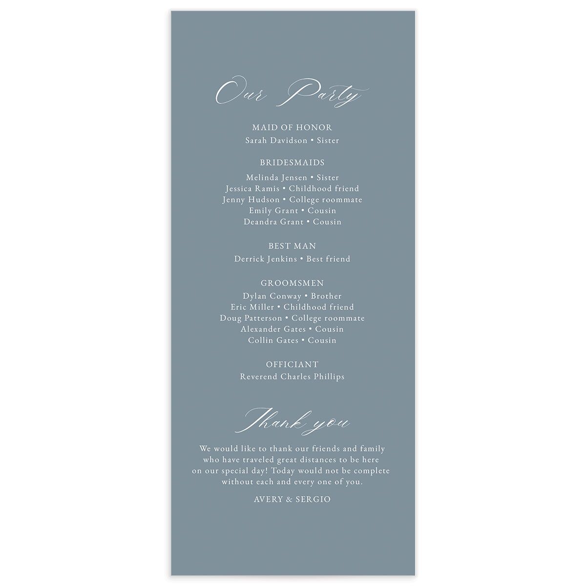 Charming Florals Wedding Programs back in French Blue