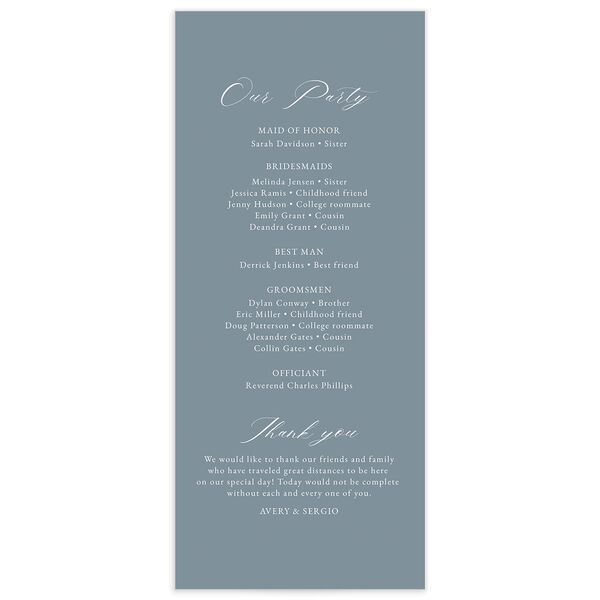 Charming Florals Wedding Programs back in French Blue