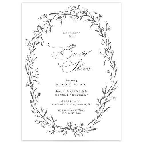 Rustic Garland Bridal Shower Invitations - Silver