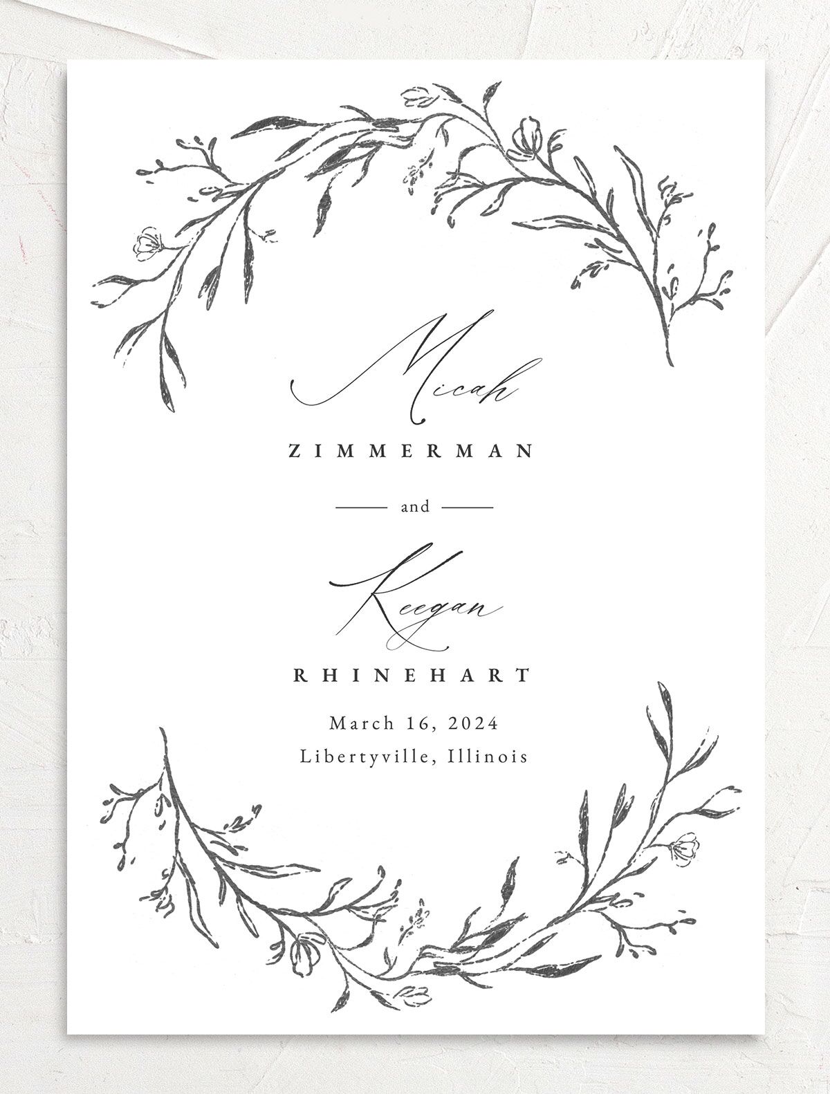 Rustic Garland Save the Date Cards back in Silver