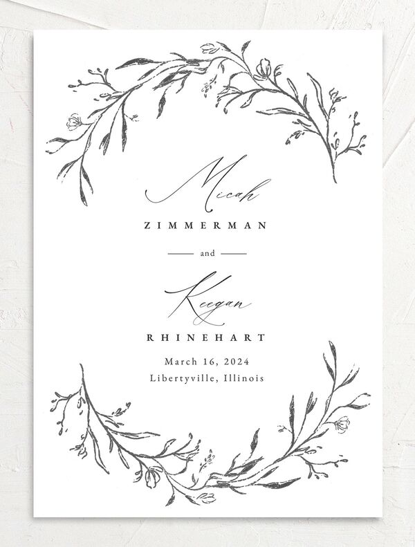 Rustic Garland Save the Date Cards back in Silver