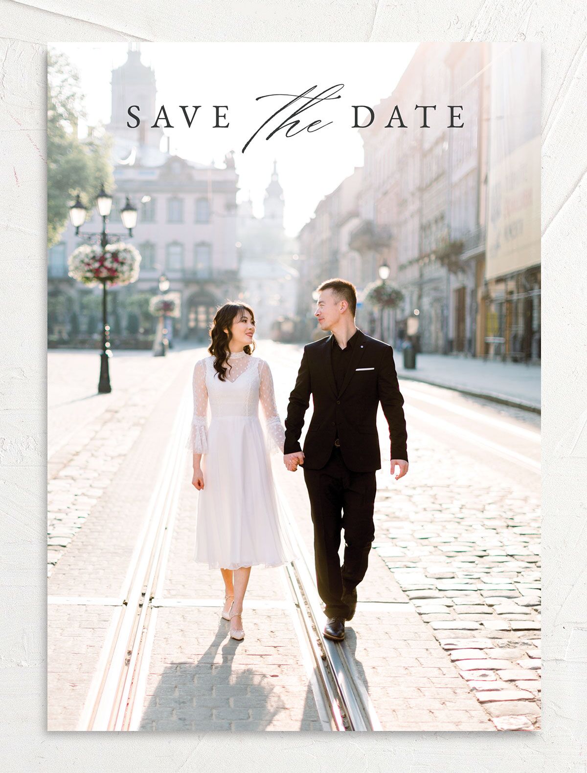 Rustic Garland Save the Date Cards front in Silver