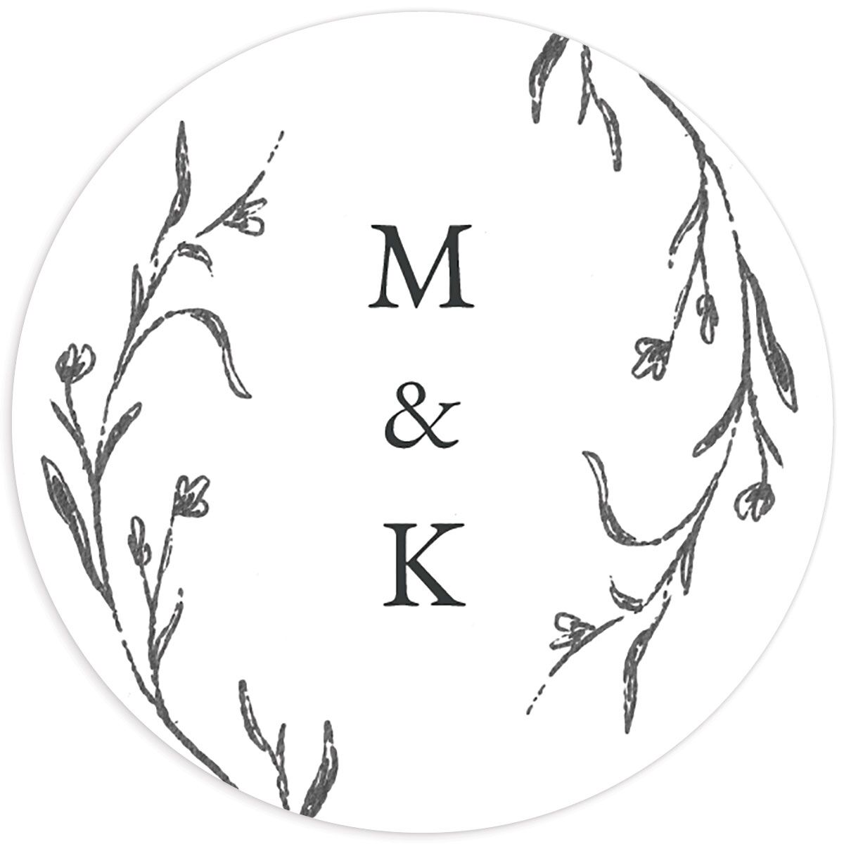 Rustic Garland Wedding Stickers front in Silver