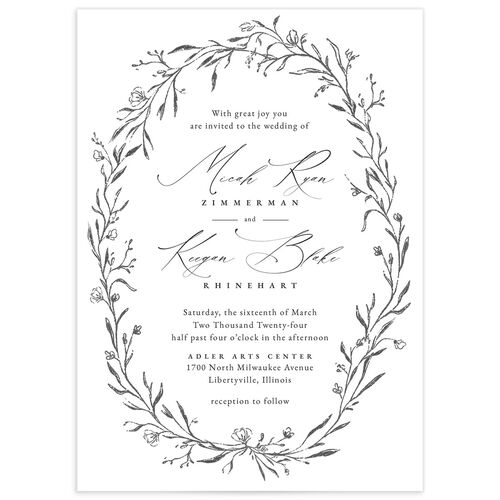 Rustic Garland Wedding Invitations - Silver