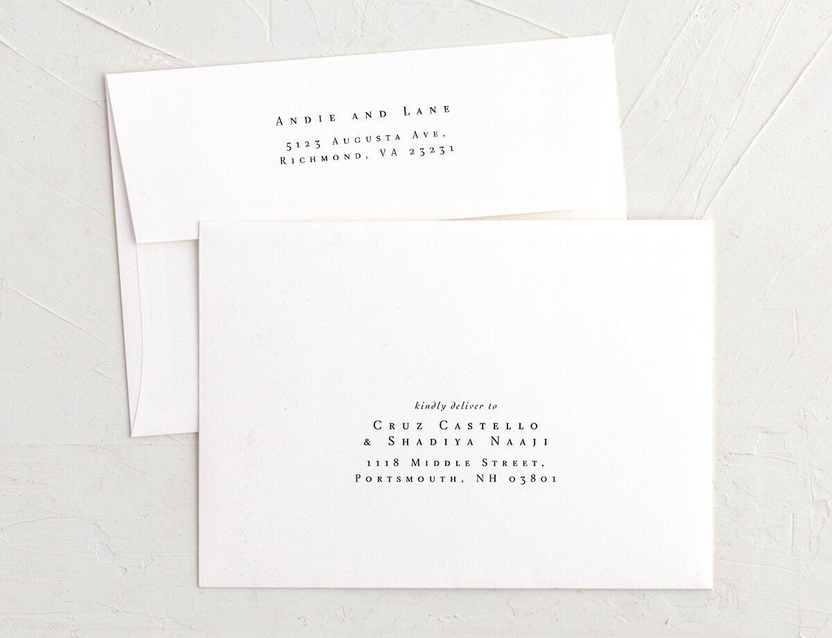 Classic Marble Rehearsal Dinner Invitation Envelopes front in Pure White