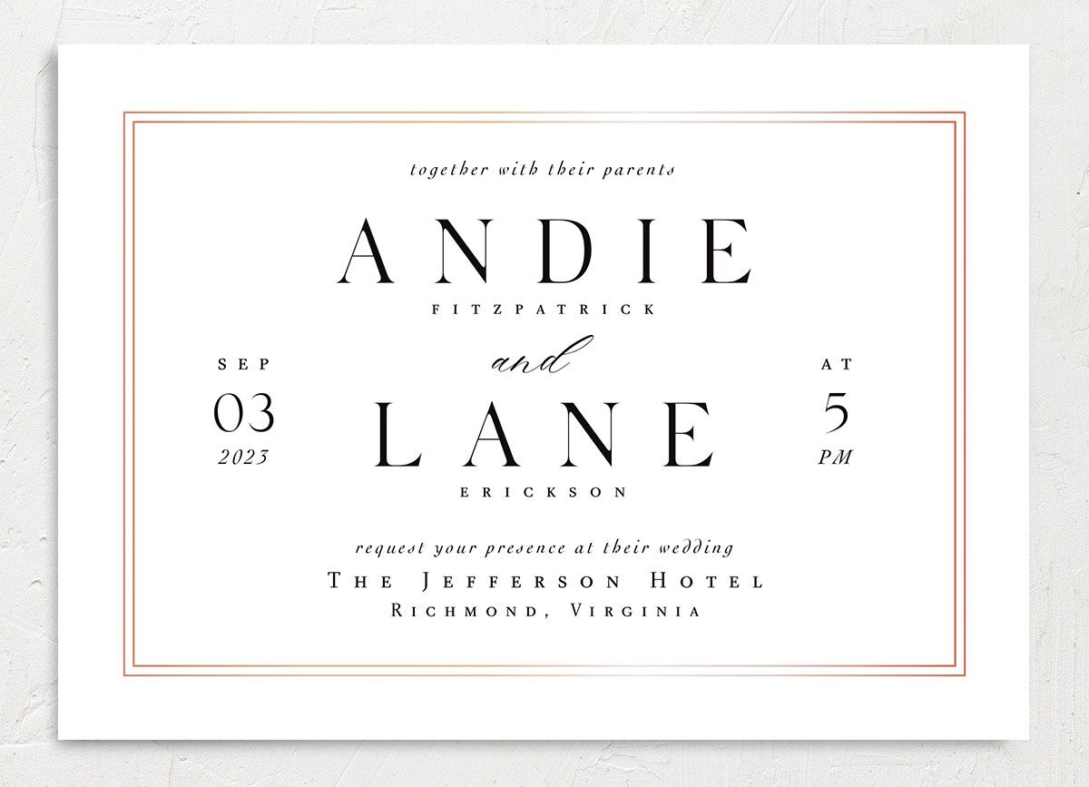 Classic Marble Wedding Invitations front in Pure White