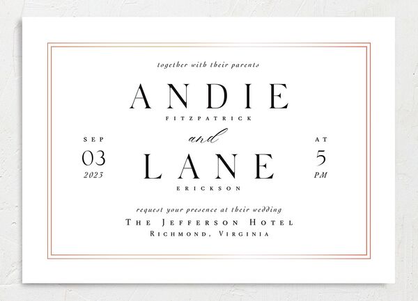 Classic Marble Wedding Invitations front in White