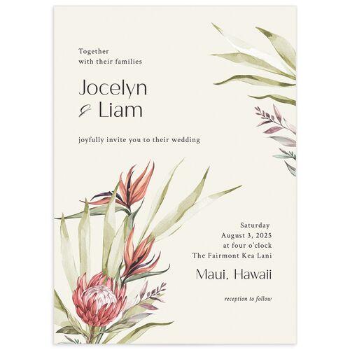 Tropical Flora Wedding Invitations - Champagne