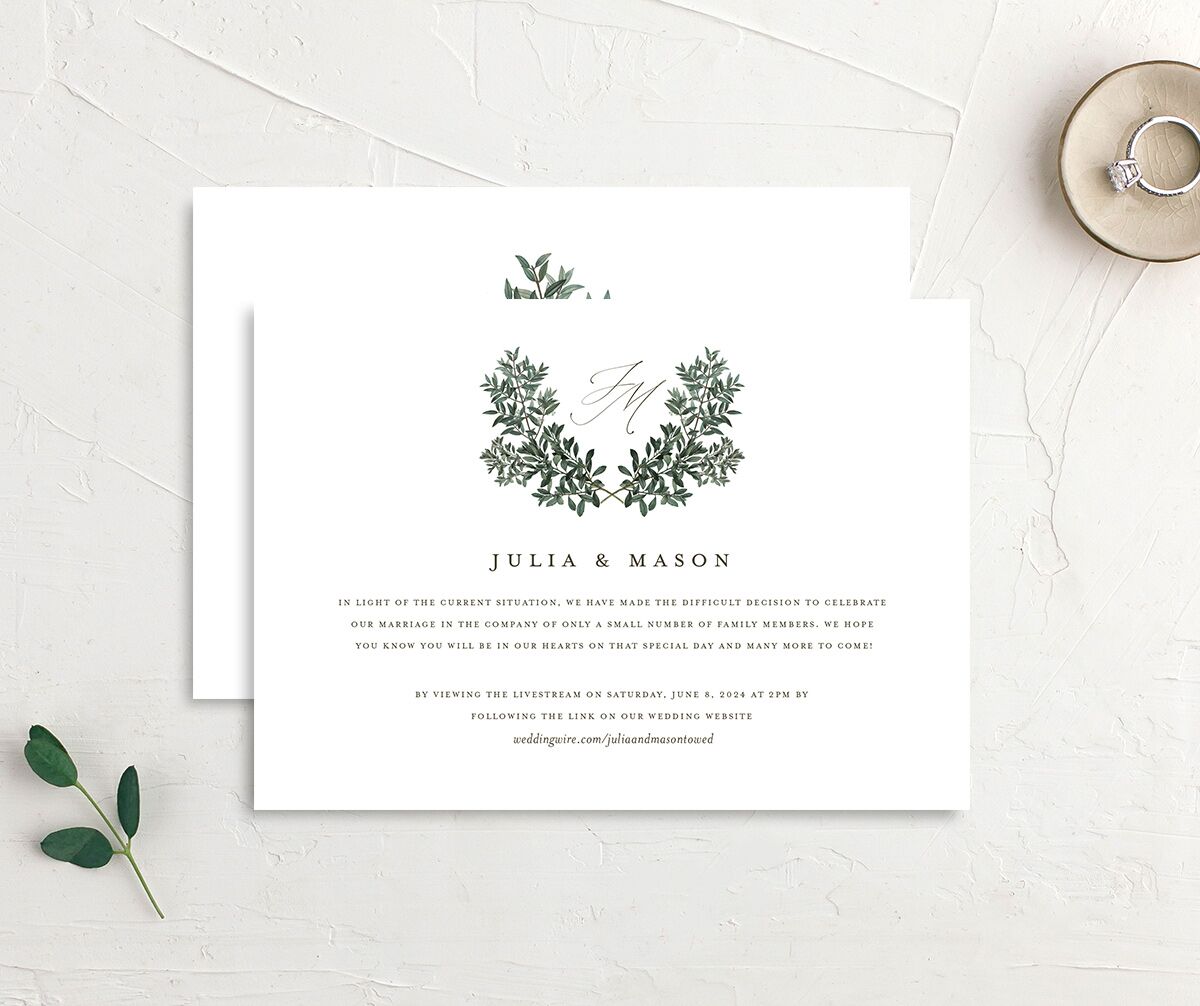 Ornate Leaves Change the Date Cards front-and-back in Pure White