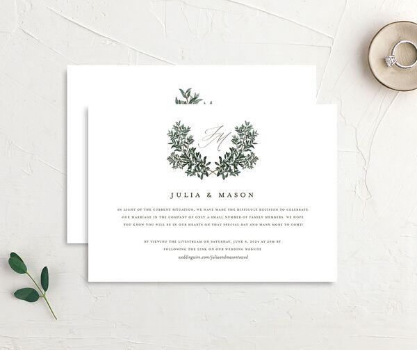 Ornate Leaves Change the Date Cards front-and-back in Pure White