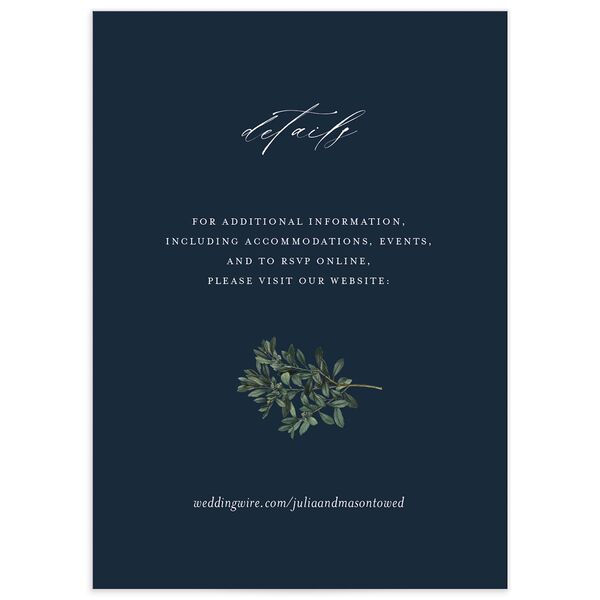 Ornate Leaves Wedding Enclosure Cards front in French Blue