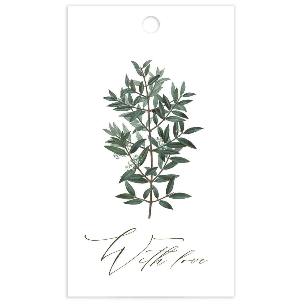 Ornate Leaves Favor Gift Tags front in Pure White